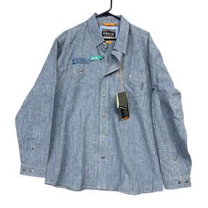 Orvis Mens Shirt Blue UPF 40 Outdoor Performance Button Down Active Fit XL